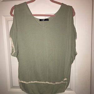 Light green open shoulder shirt